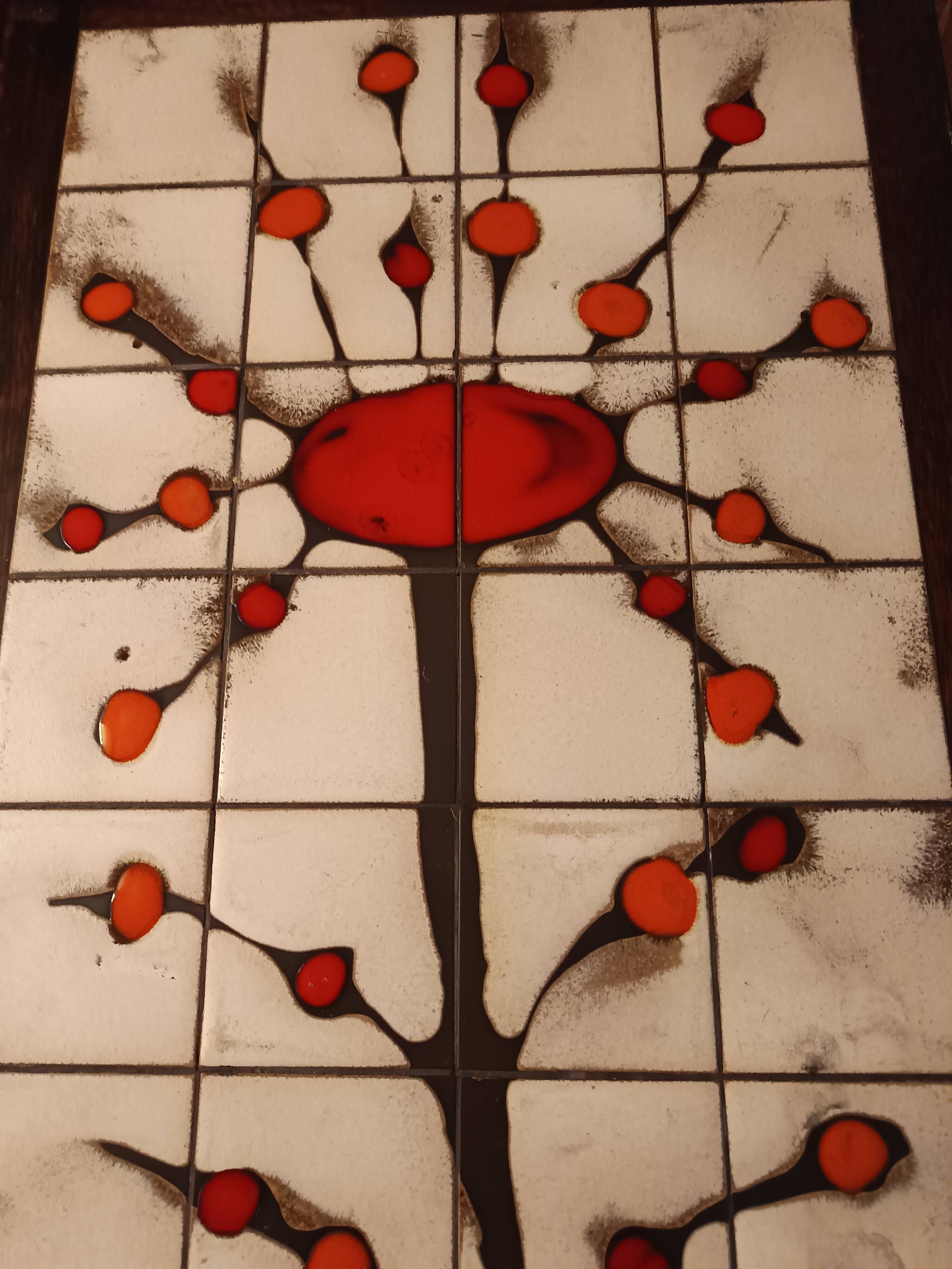 Ceramic and wood coffee table signed dan vallauris 1950/1960