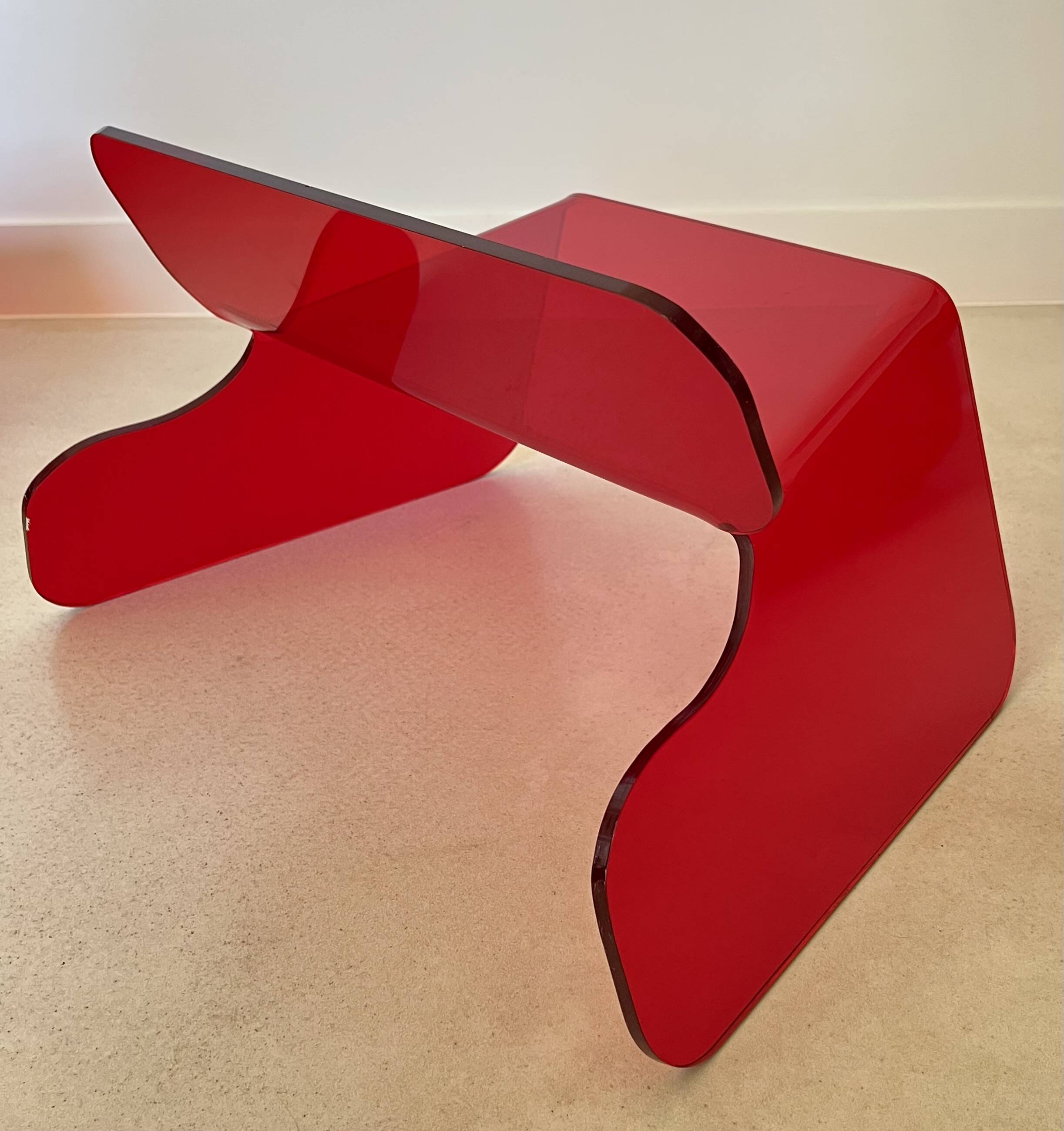 Red plexiglass chair, France 1970s