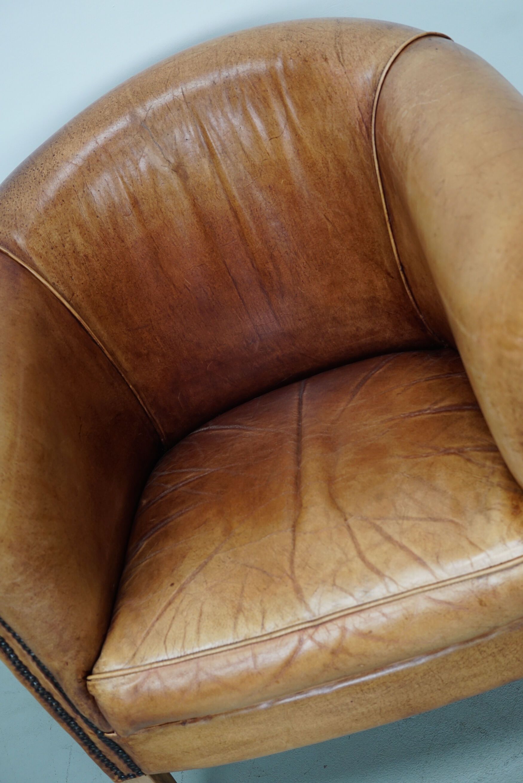 Vintage Dutch Cognac Colored Leather Club Chair