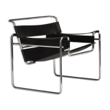 Wassily chair by Marcel Breuer in black leather 1970