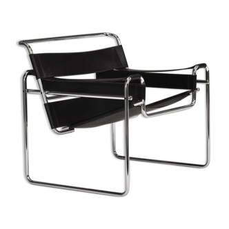 Wassily chair by Marcel Breuer in black leather 1970