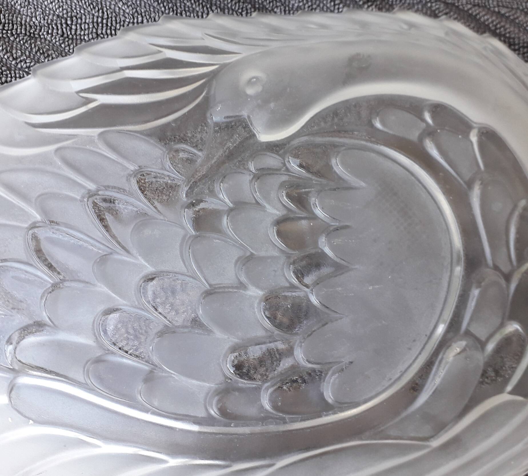 2 plats en verre cygne