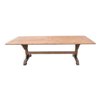 Ancienne table d'estaminet de communauté ferme monastère patine shabby