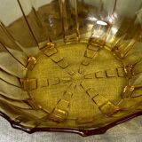 Art Deco style salad bowl in amber molded glass