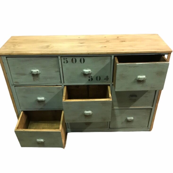 Furniture of metier enfilade with restored wooden drawers