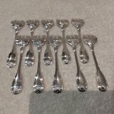 10 silver-plated oyster forks by Ravinet Denfert, shell-shaped goldsmith