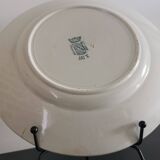 7 assiettes plates modèle Jane à décor floral vert foncé Saint-Amand