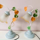 Table lamps with tulip-shaped lampshades, set of 2