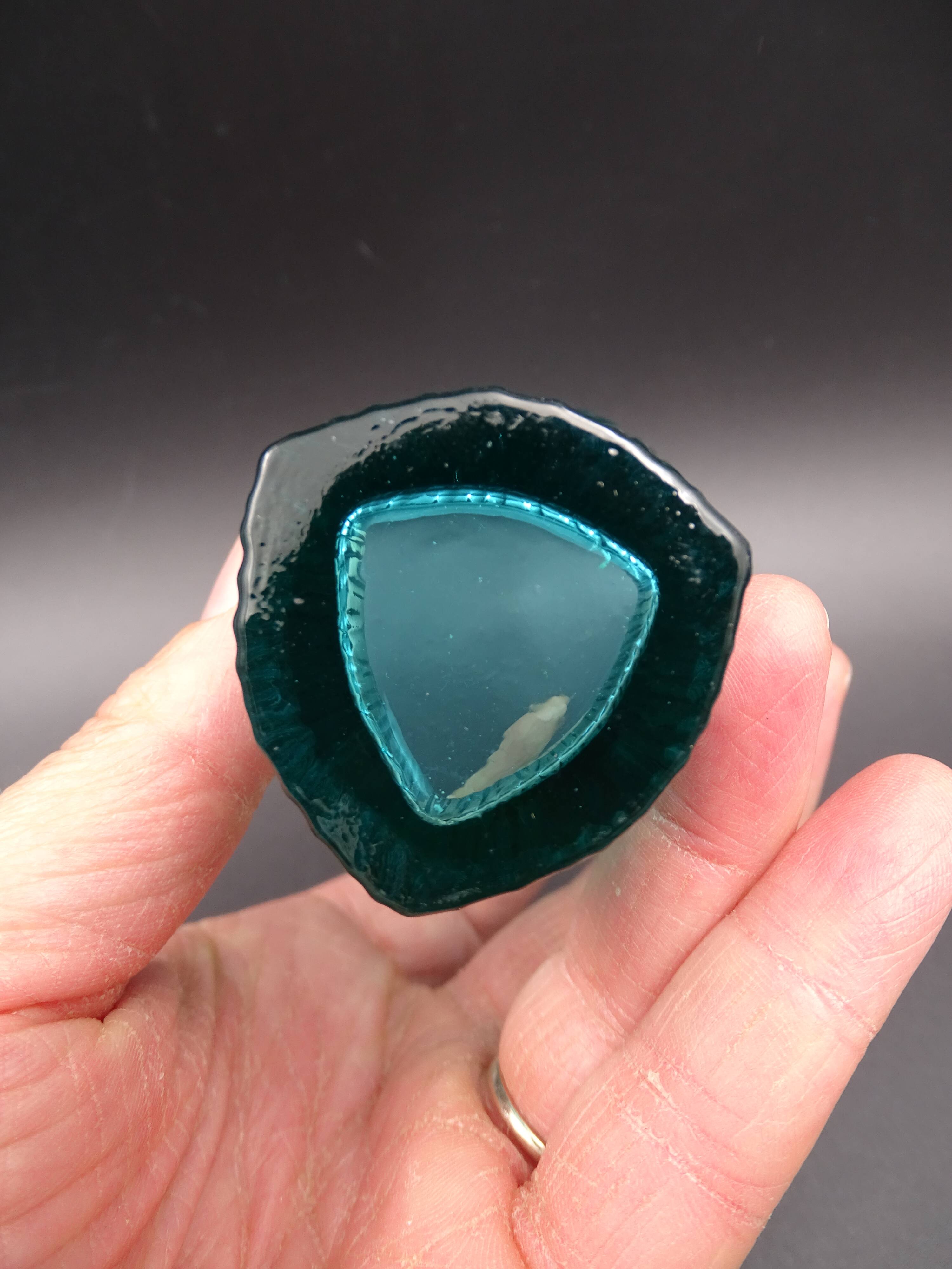 Set of 6 turquoise glass water glasses around 1975