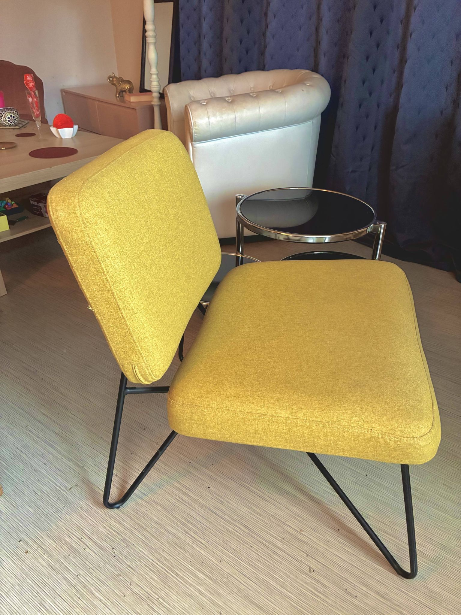 Vintage Watford armchair in mustard yellow velvet