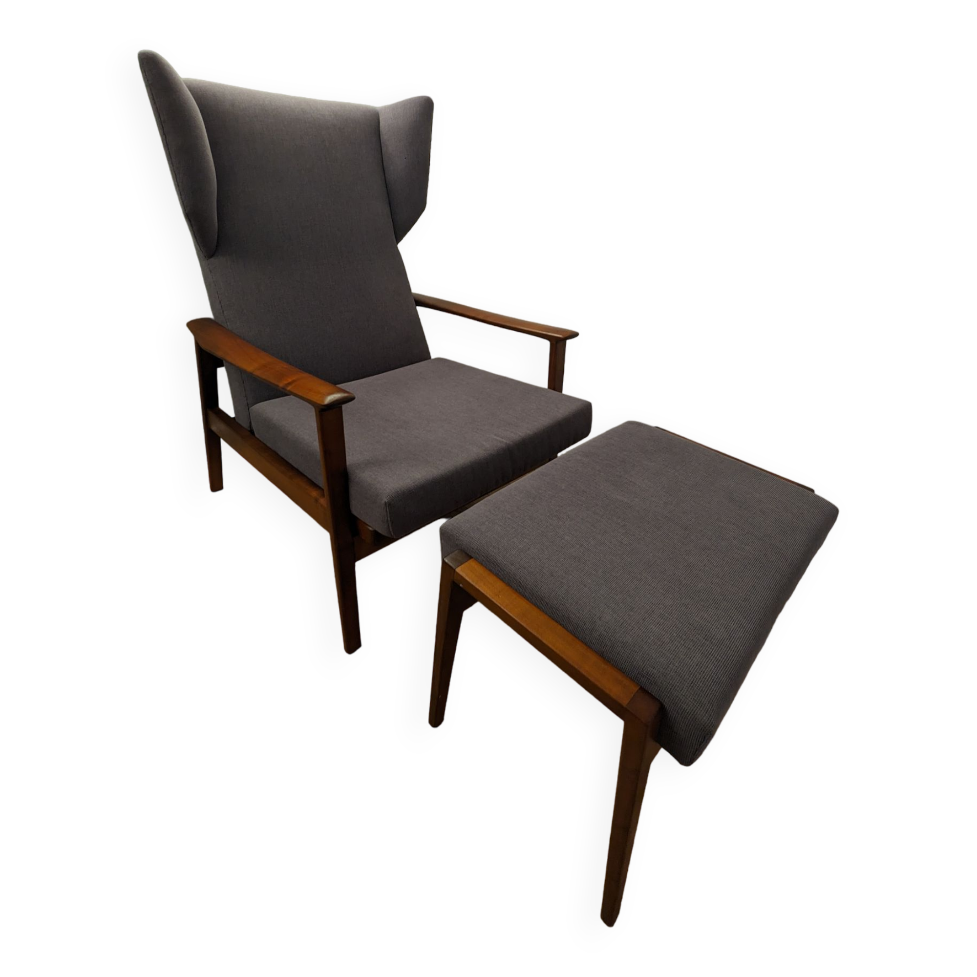 Scandinavian armchair with footrest 1950 vintage