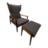 Scandinavian armchair with footrest 1950 vintage