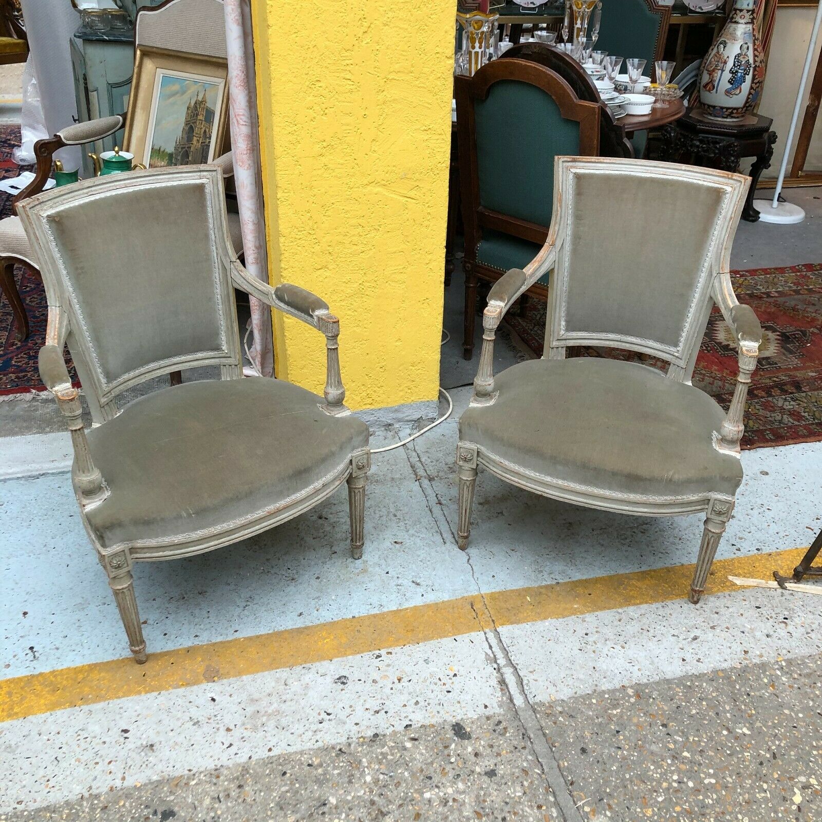 Pair of black laqué wooden chairs napoleon III era