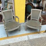 Pair of black laqué wooden chairs napoleon III era