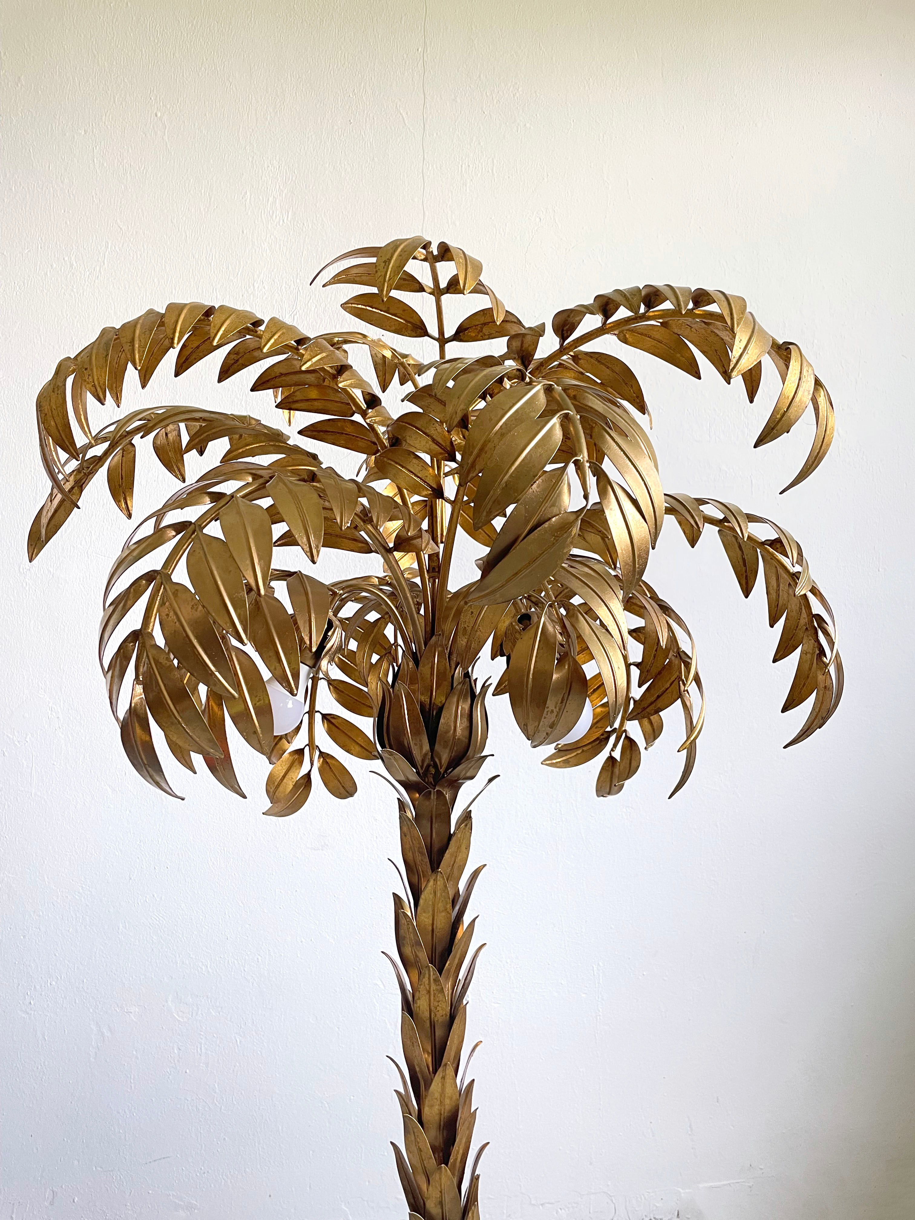 Large Hollywood Regency Palm-Tree Floor Lamp by Hans Kögl, Germany 1970s