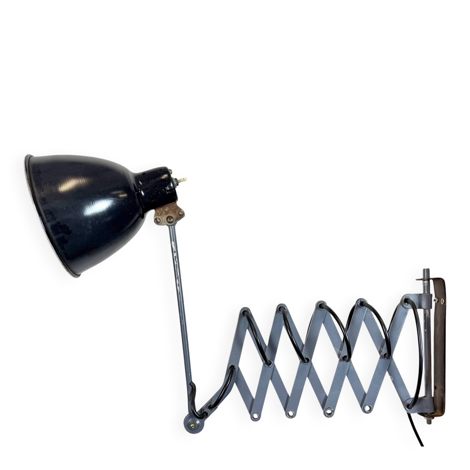 Black Industrial Soviet Scissor Wall Lamp, 1960s