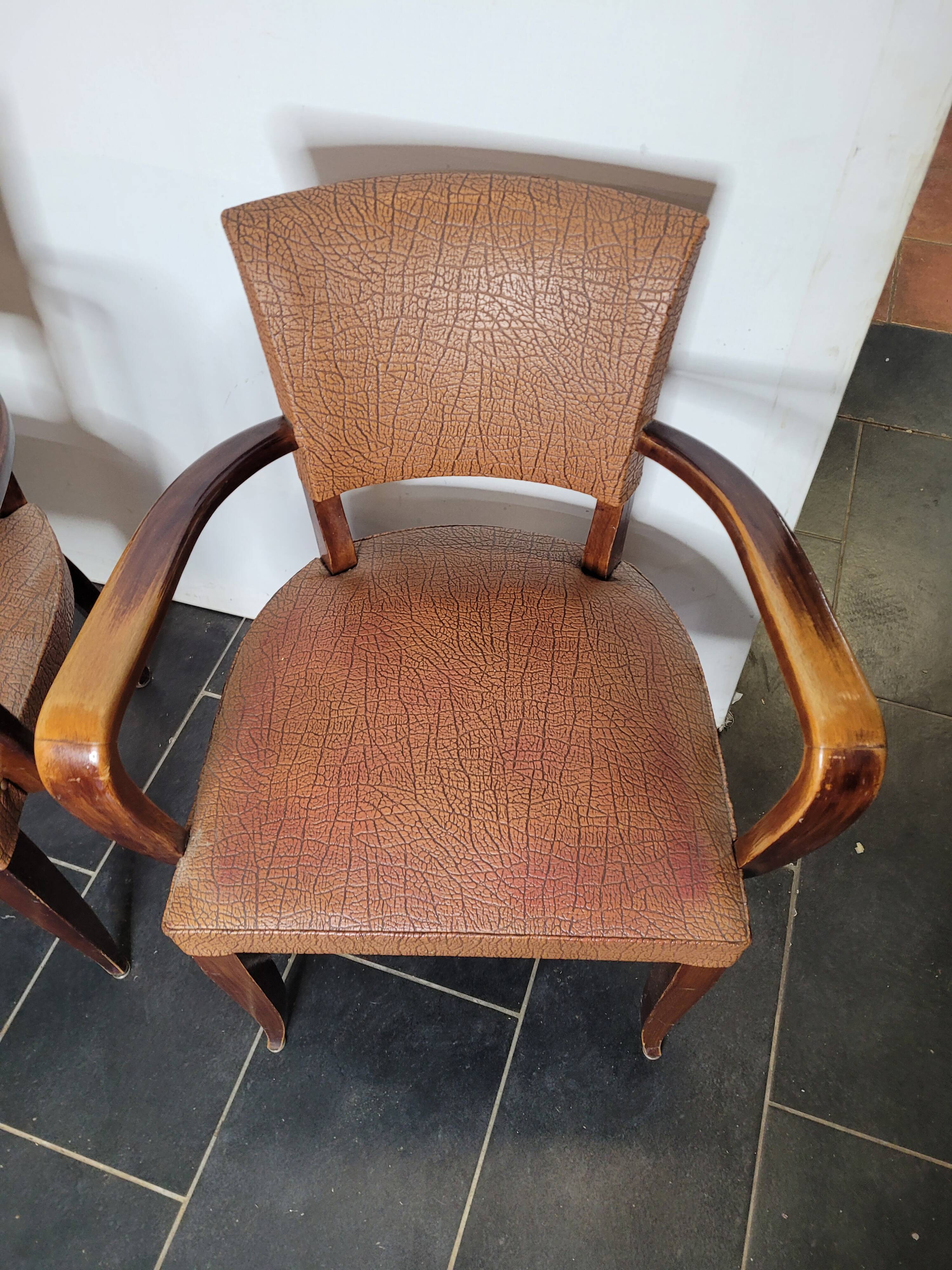 Pair of skai bridge armchairs