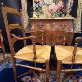 Pair of solid walnut armchairs in Provençal style