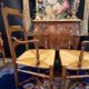 Pair of solid walnut armchairs in Provençal style