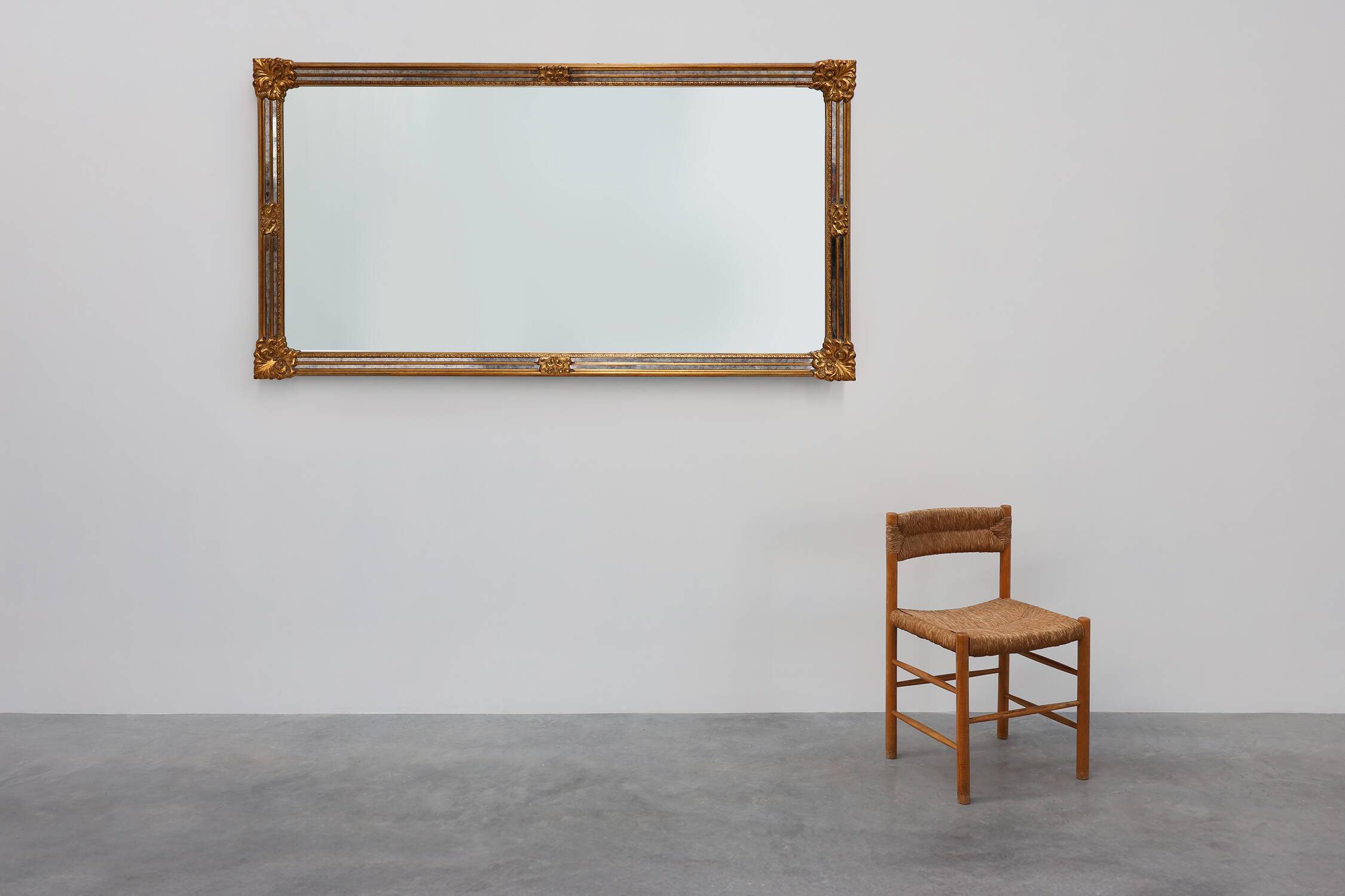 Large 20th century rectangle gilded Deknudt mirror in Baroque style, Belgiu