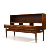 Kurt Østervig Low Walnut Sideboard with Bookcase Top 1950s