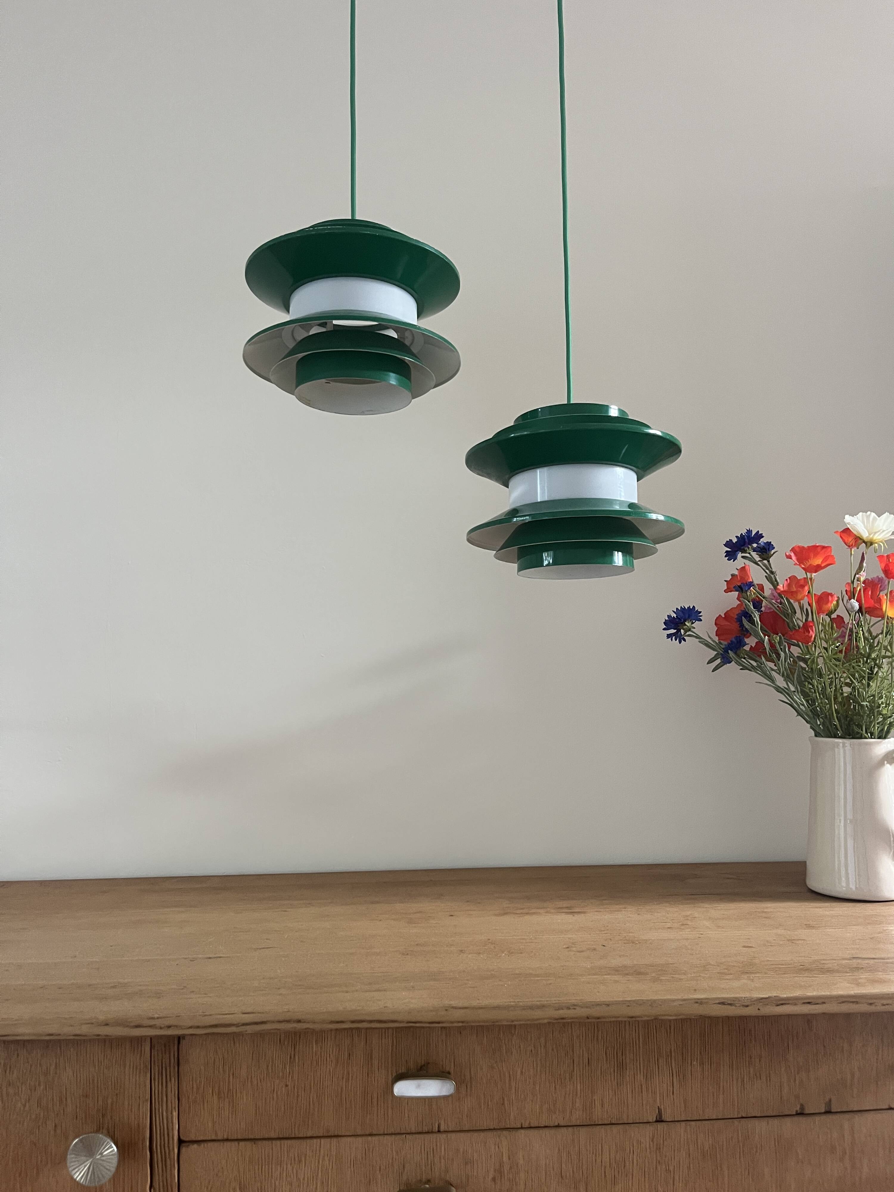 Vintage set 2 Trava pendant - Carl Thore - Granhaga - Swedish design lamp