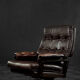 Modern Scandinavian brown leather swivel chair, 1970s