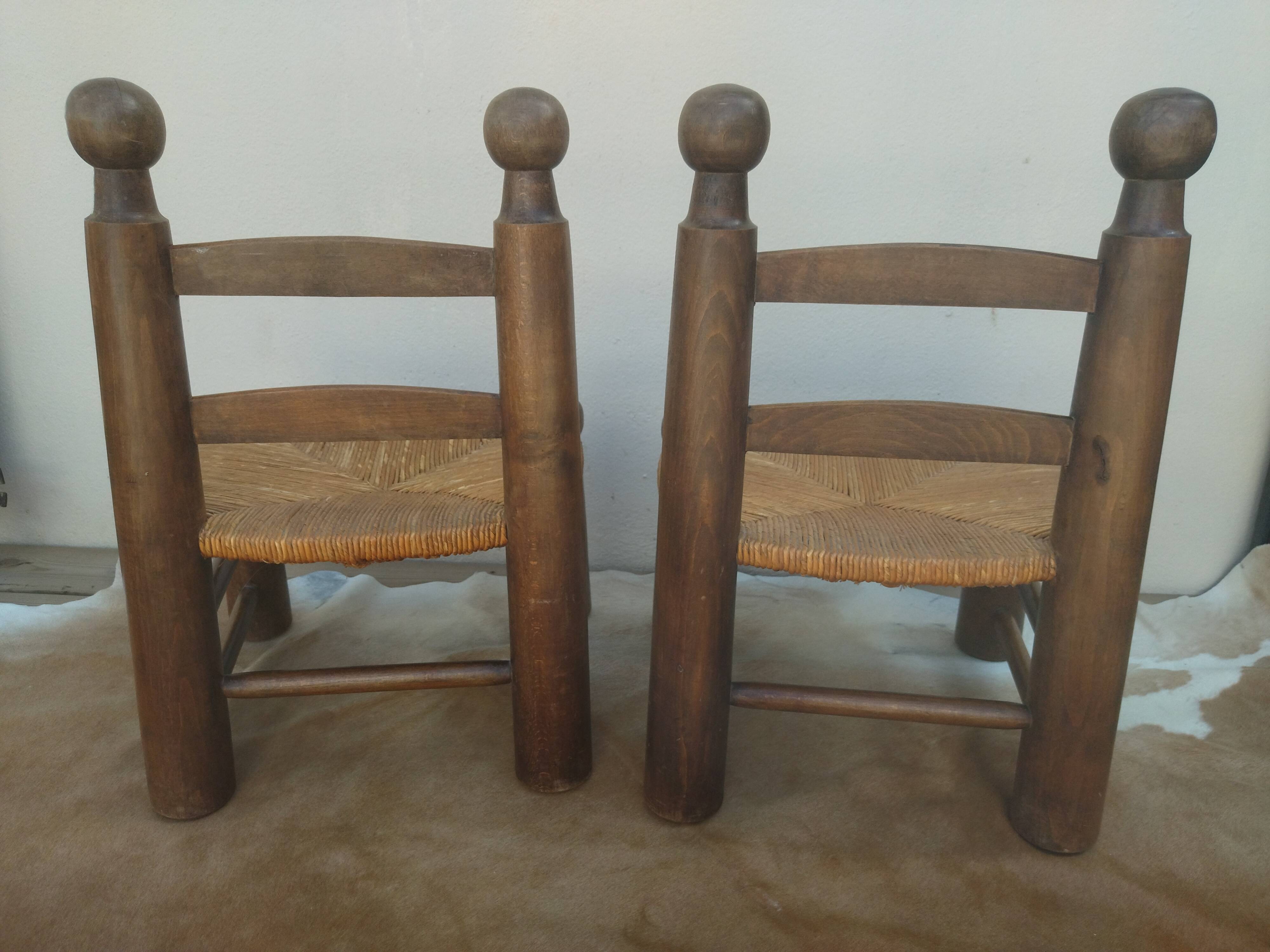 Pair of low mulched chairs