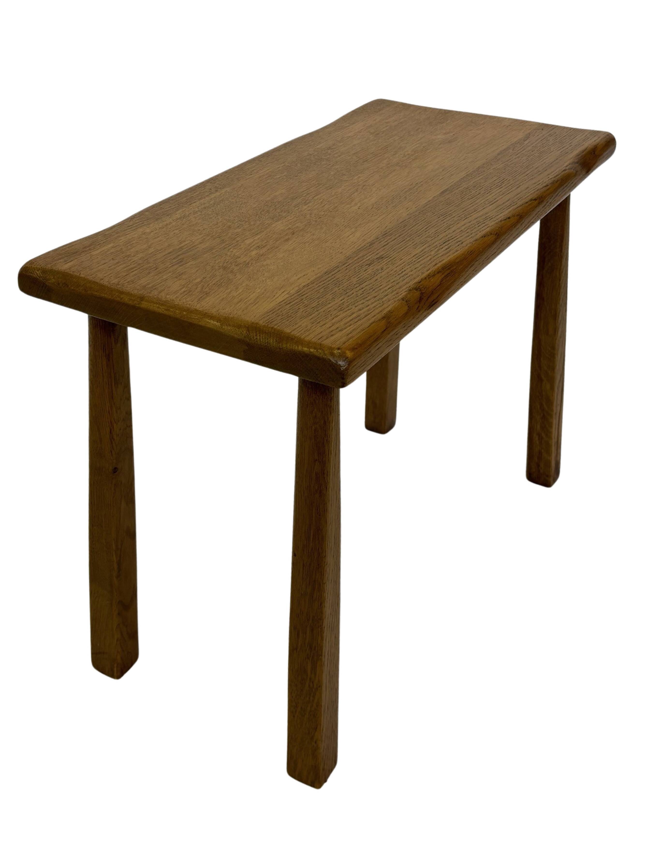 Vintage Set of 3 brutalist oak side or nesting tables 1970s