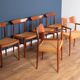 Retro 1960s set of six danish solid teak dining chairs papercord seats dyrlund arne hovmand olsens m