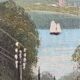Vintage original coastal landscape oil painting, signed seaside art