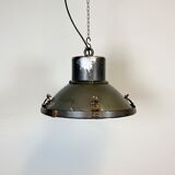 Industrial aluminium factory lamp with glass cover, 1960s