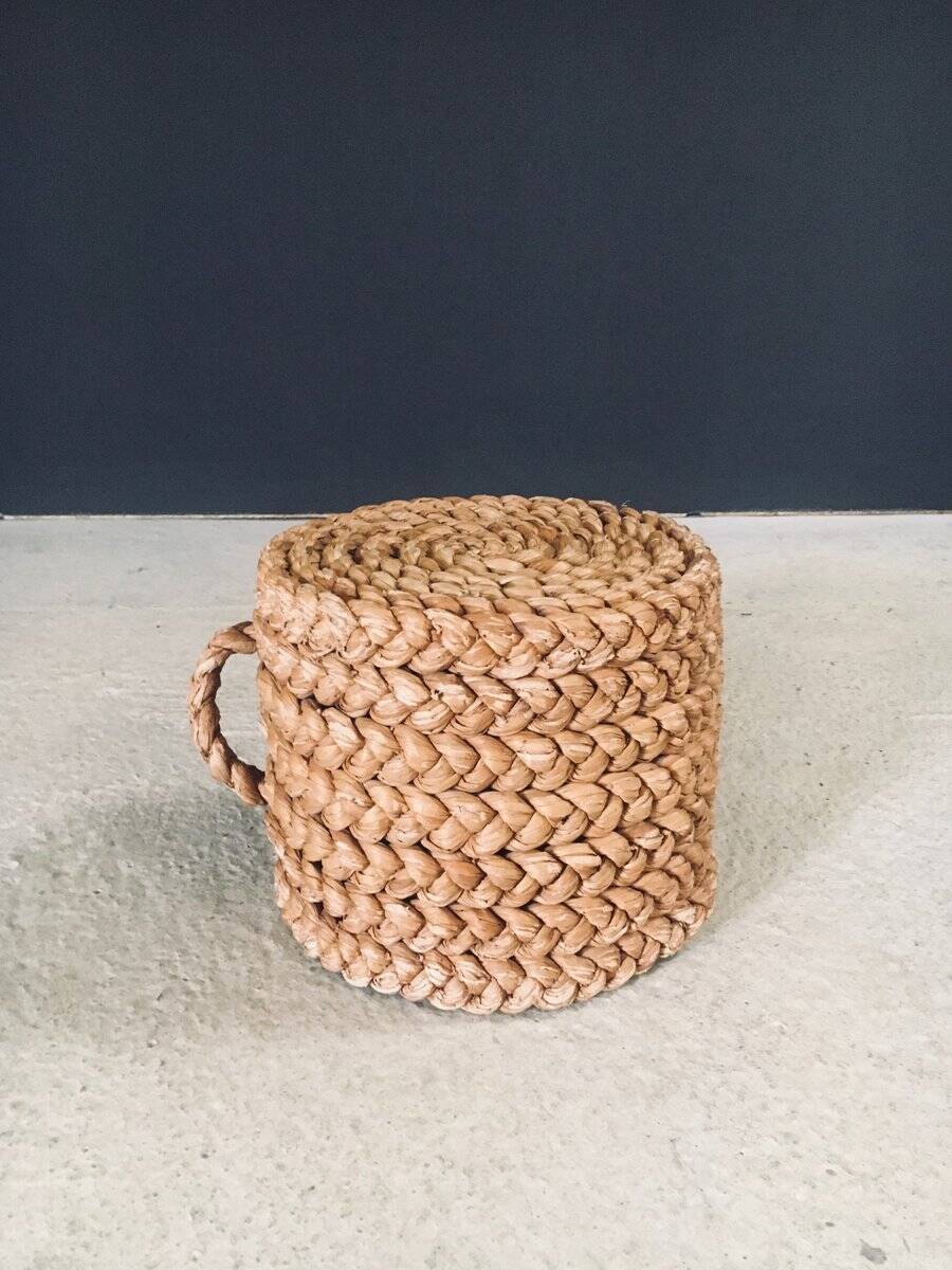 French Mediterranean Low Rope Stool by Audoux Minet, 1940s