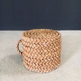 French Mediterranean Low Rope Stool by Audoux Minet, 1940s