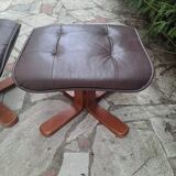Set of 80s footrests in wooden skai