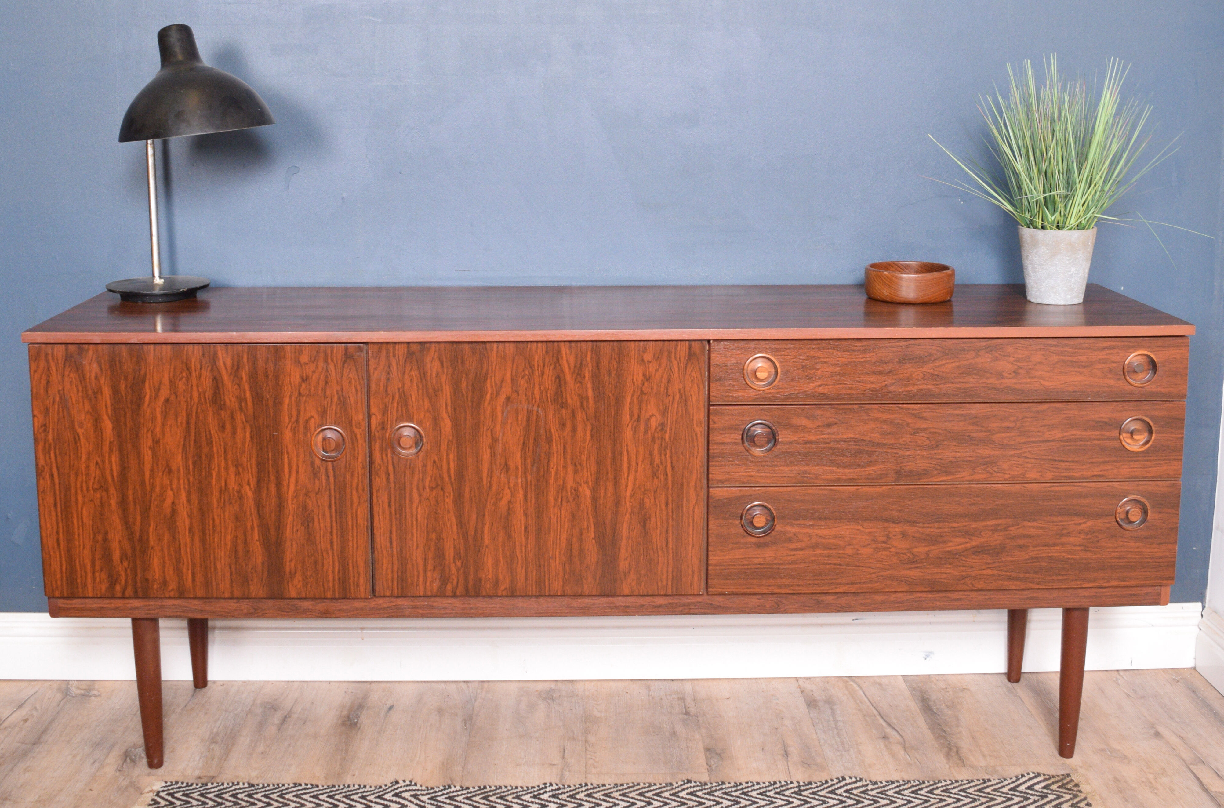 Rosewood Greaves & Thomas retro sideboard cabinet, 1970s