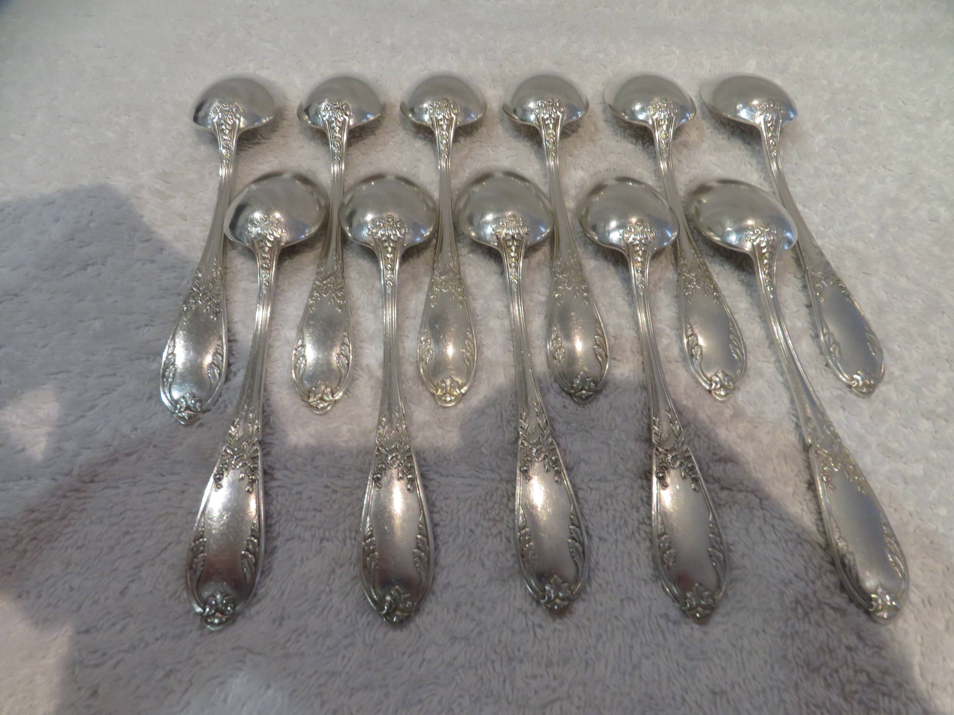 11 silver-plated coffee spoons SFAM Louis XVI musical attributes