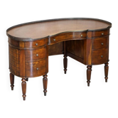 Regency style hardwood and leather kidney desk with gallery.
