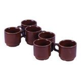 6 brown stackable coffee cups