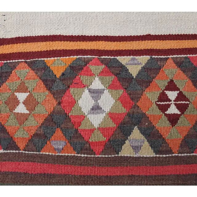 1970s Vintage Turkish Hand-Knotted Wool Cotton Orange Runner Rug 87x322
