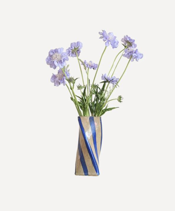 Blue Stripe Twist Vase