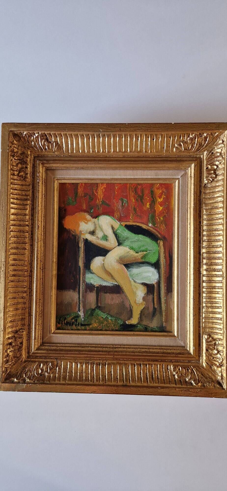 Oil on canvas "Sleeping Woman" Guy Le Corroller