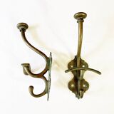 Antique patinated brass coat hooks
