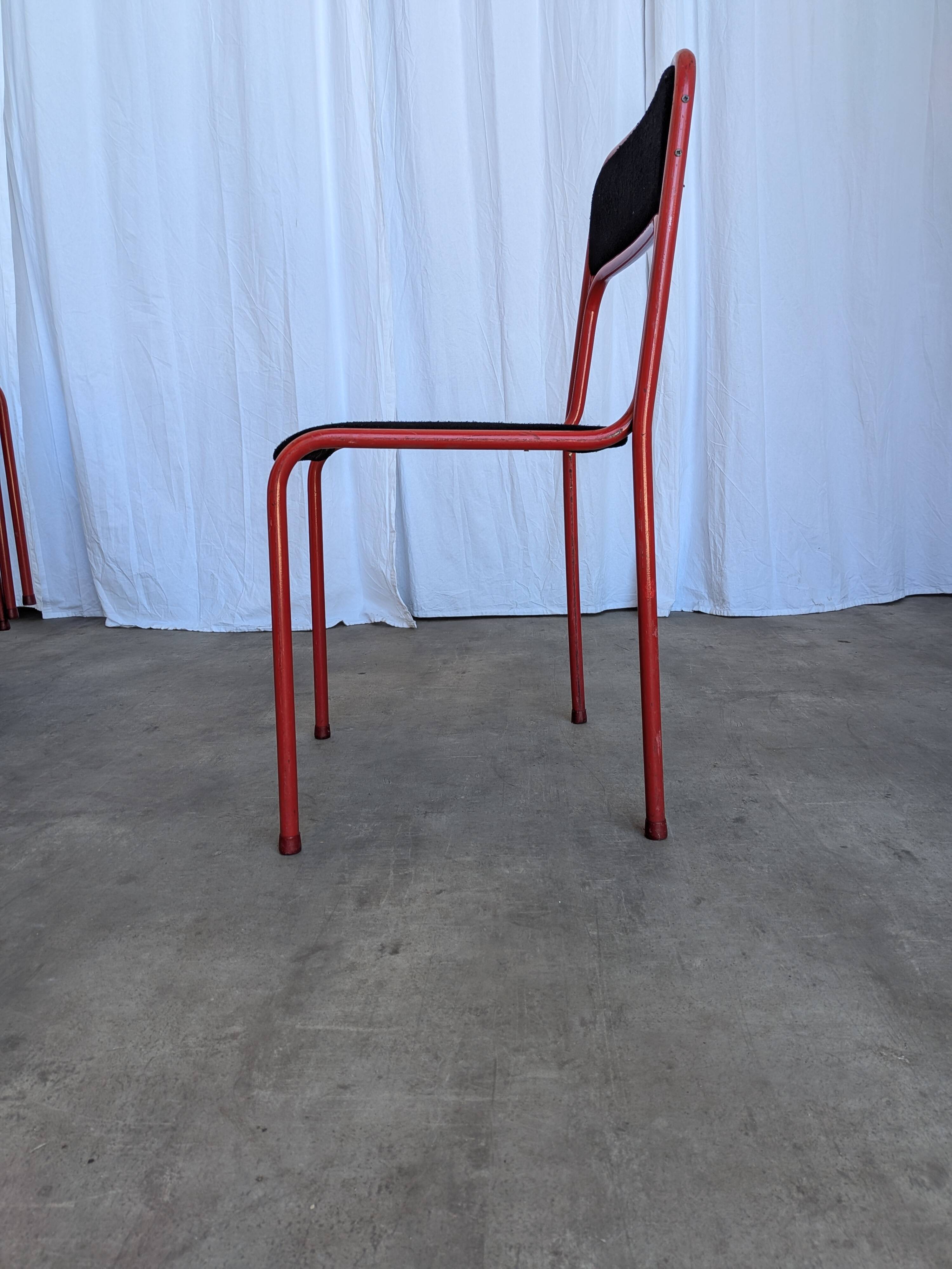 Space Age Stackable Dining Chair / 1970s Red & Black Metal Chair (9 in stoc