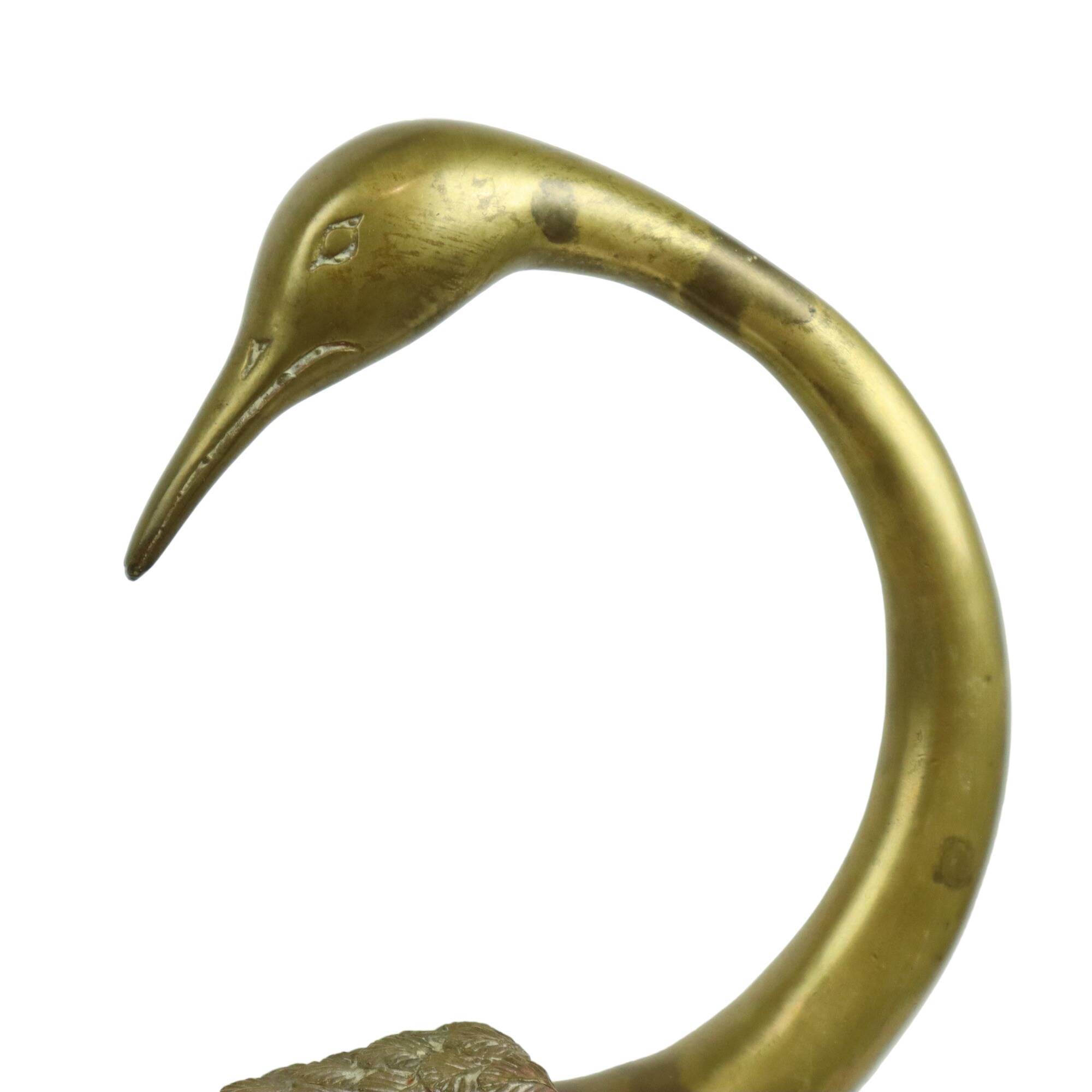 Statue de héron grue en cuivre sculpture laiton vintage 42cm