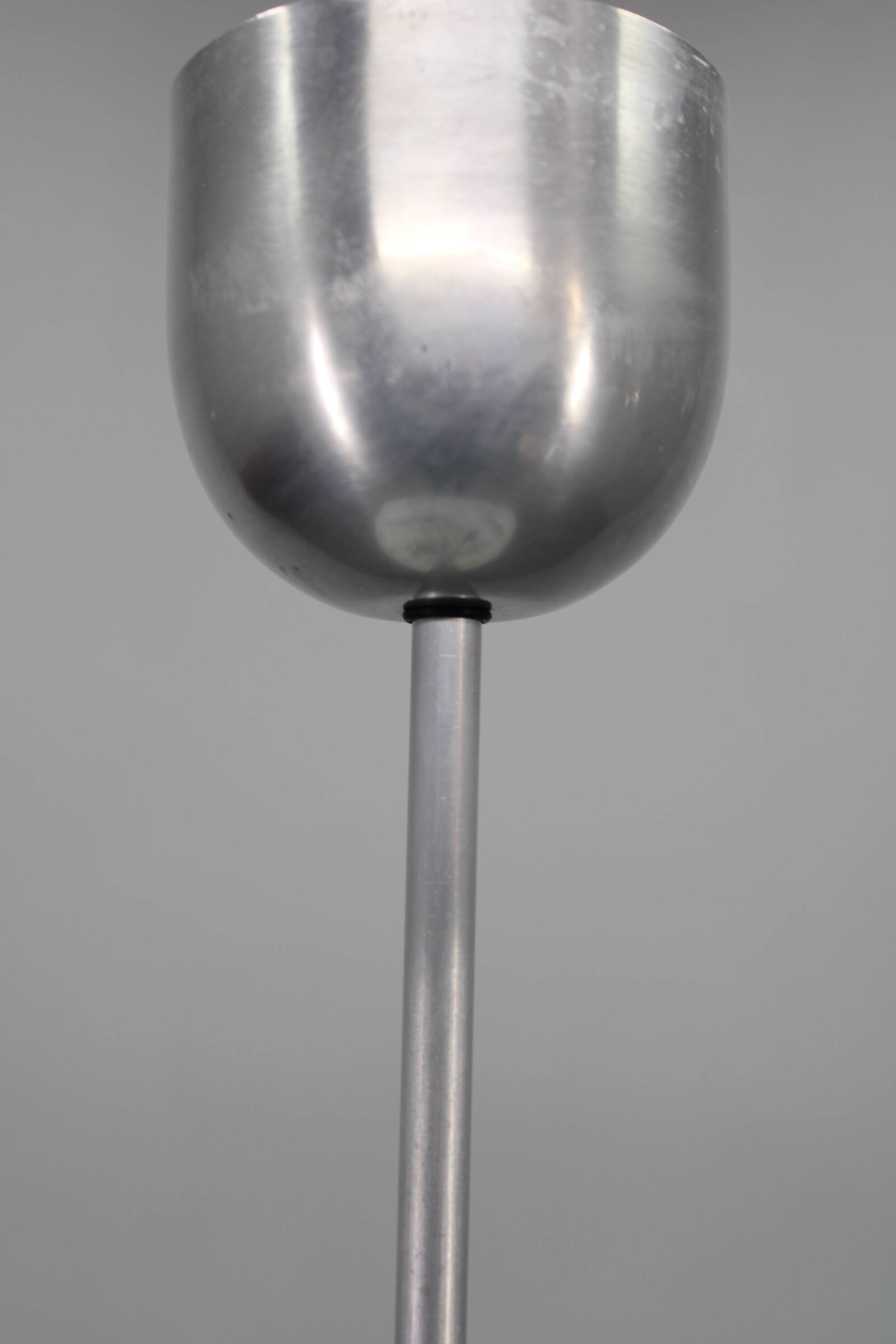 Mid-century pendant chandelier, chromed metal and glass, Czechoslovakia 1970s