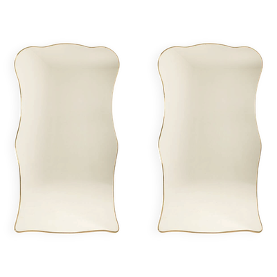 Paire de miroirs style Gio Ponti, cerclage en laiton, années 80