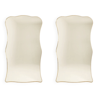 Pair of mirrors in the style of Gio Ponti, brass frame, 1980s.