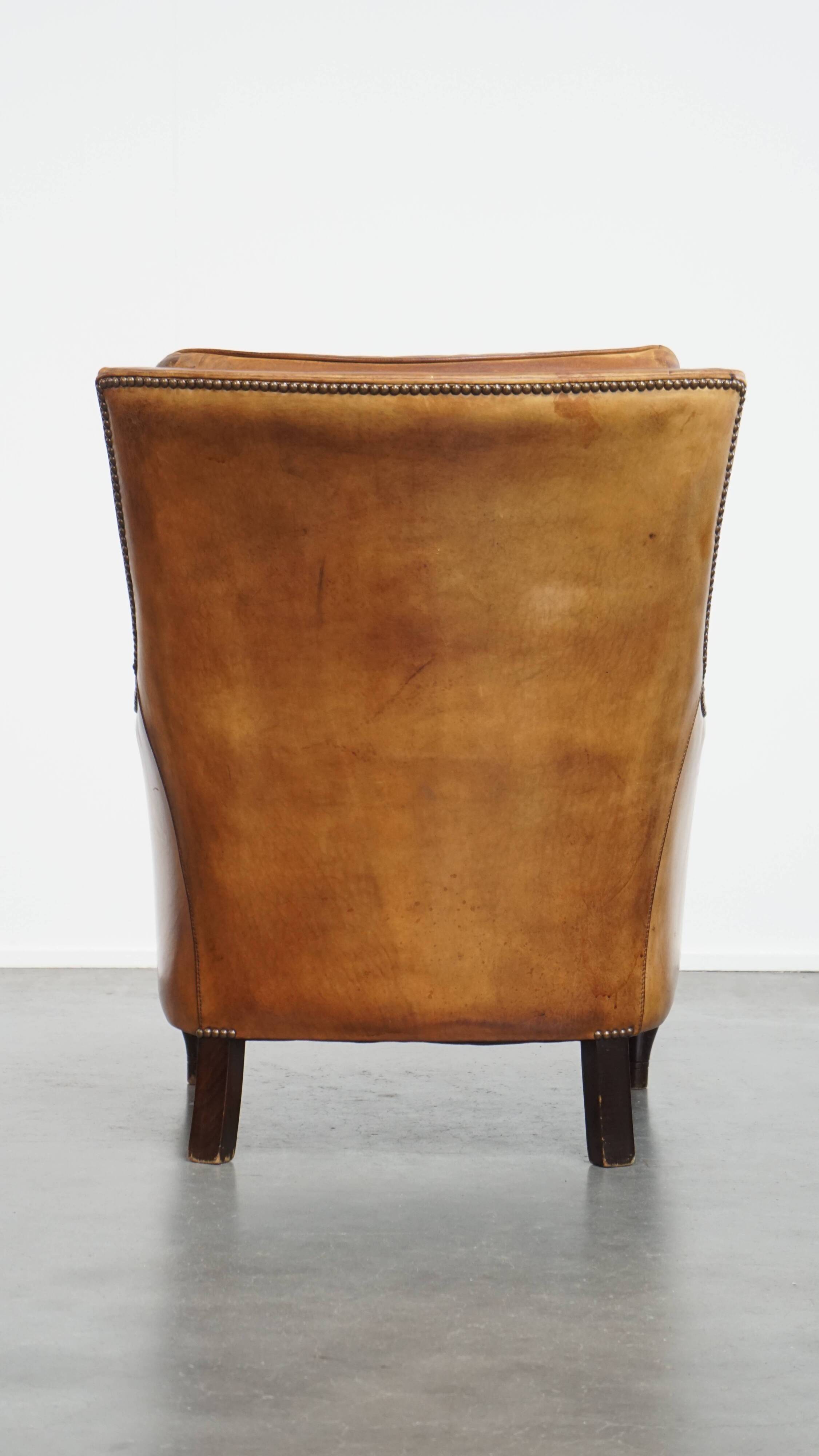 Vintage Armchair Made of Sheepskin Leather