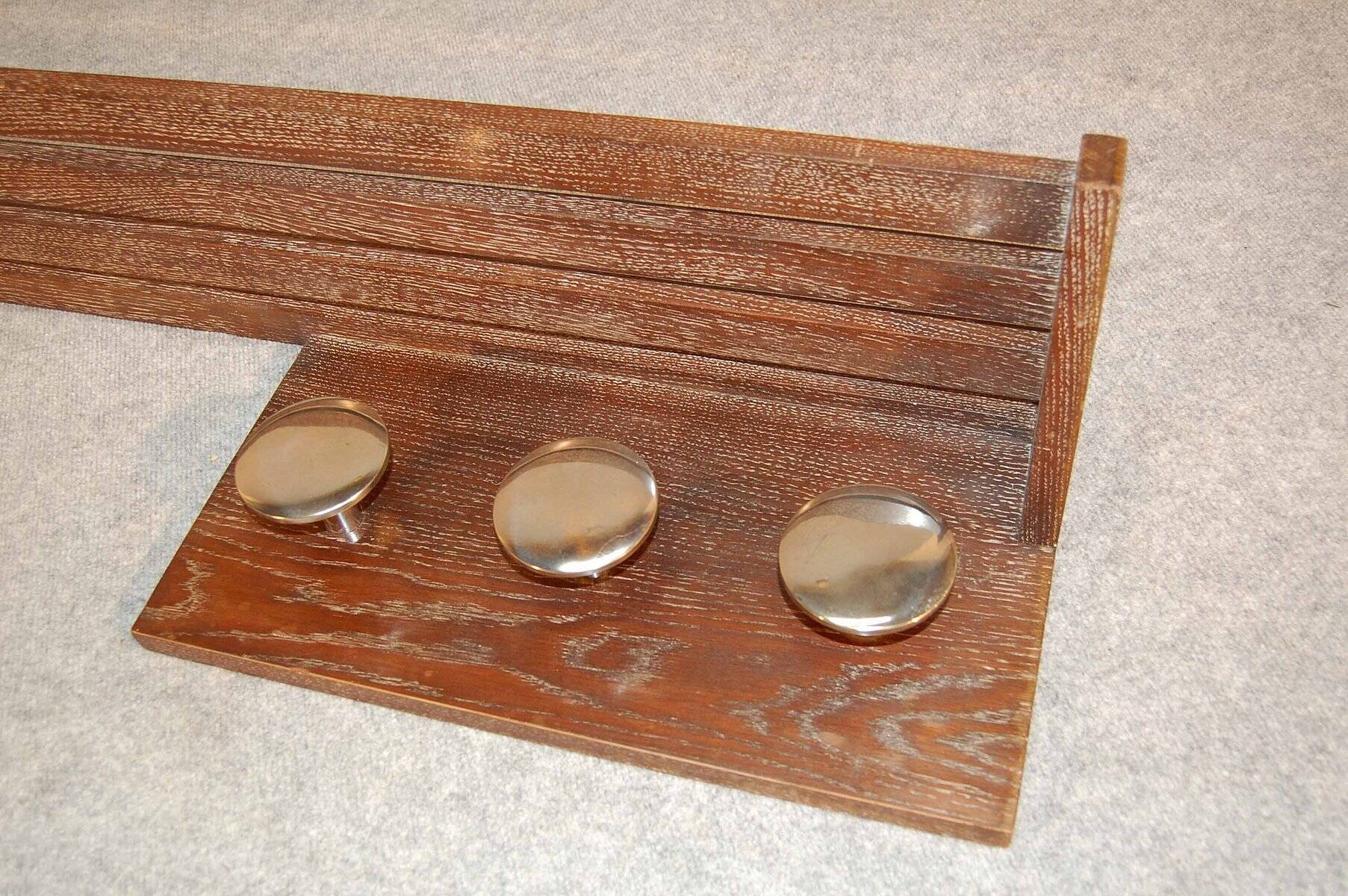 Modernist Art Deco coat racks in limed brown oak